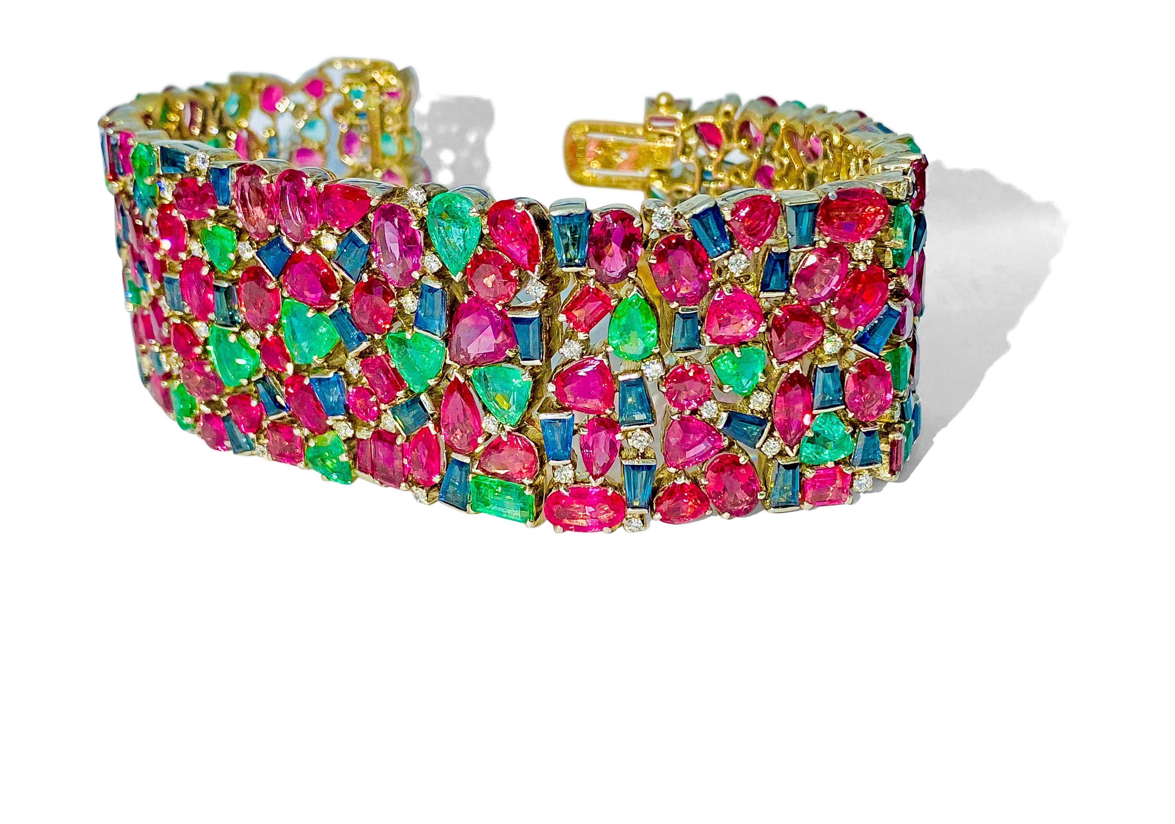 Mughal Empire: Burma Ruby, Emerald & Sapphire Bracelet - Prince The Jeweler mughal-empire-burma-ruby-emerald-sapphire-bracelet, Bracelets, wk_end_auction